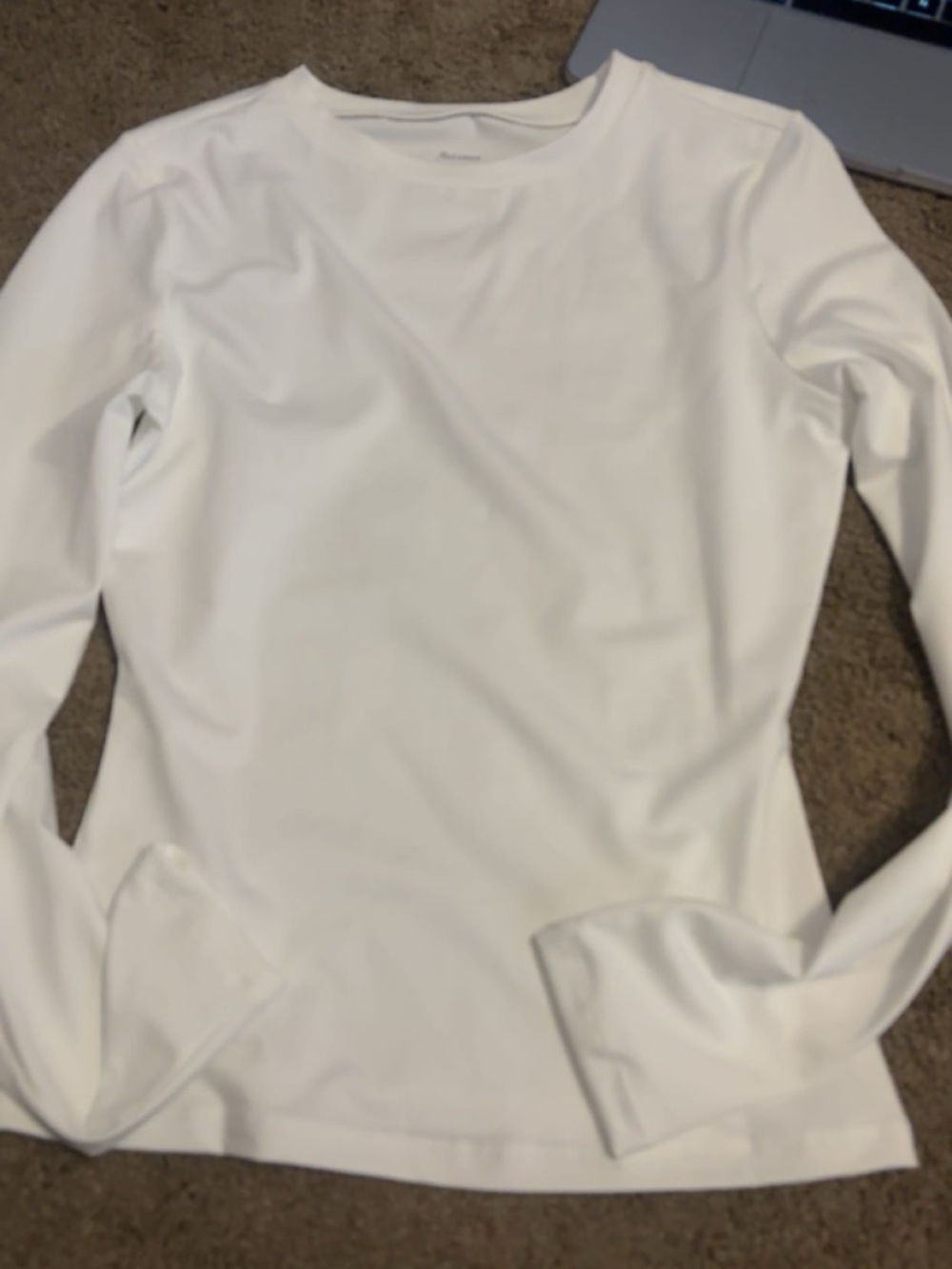 Women's Long Sleeve Crew Neck Top - White